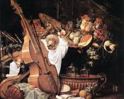 Vanitas Still-Life with Musical Instruments - 科内利斯·德·里姆